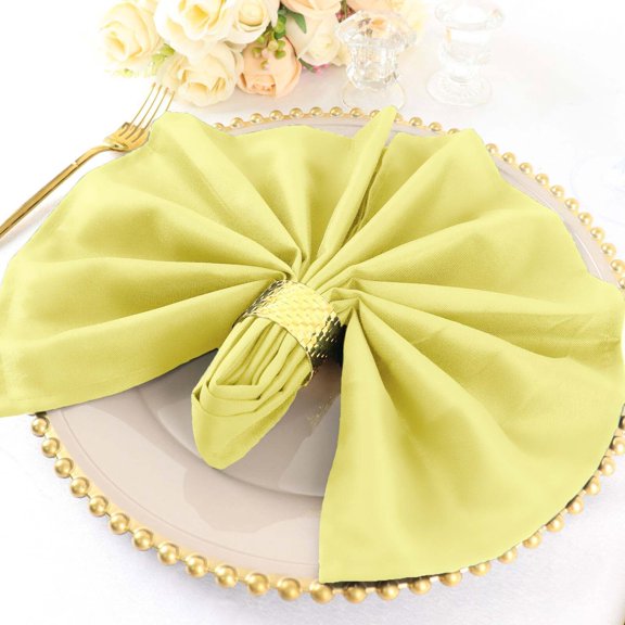 Efavormart Cloth Napkins Set of 5, 20x20  Inch Yellow Seamless Dinner Napkins, Washable Linen Table Napkin Cloth with Hemmed Edges for Weddings, Party and Banquet
