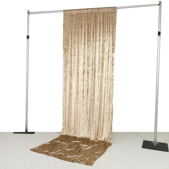 Efavormart Crushed Velvet Backdrop Curtain – Beige 5ft x 12ft Event Drape with Rod Pocket, Privacy Panel for Photo Booths & Events