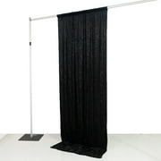Efavormart Crushed Velvet Backdrop Curtain   Black 5ft x 10ft Event Drape with Rod Pocket, Privacy Panel for Photo Booths & Events
