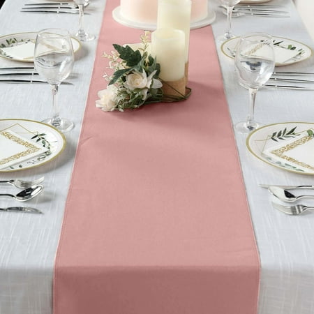 Efavormart DUSTY ROSE Premium Polyester Table Top Runner For Weddings Birthday Party Banquets Decor Fit Rectangle and Round Table