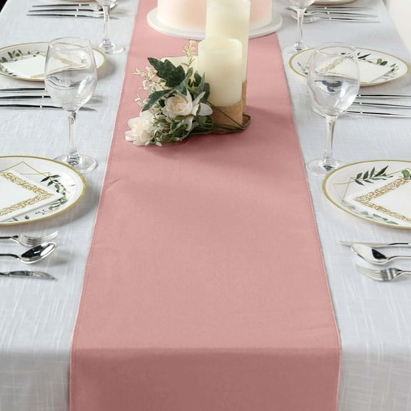 Efavormart DUSTY ROSE Premium Polyester Table Top Runner For Weddings Birthday Party Banquets Decor Fit Rectangle and Round Table