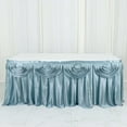 thumbnail image 1 of Efavormart Dusty Blue Satin Double Drape Table Skirt for Kitchen Dining Catering Wedding Birthday Party Decorations Events 14ft, 1 of 11