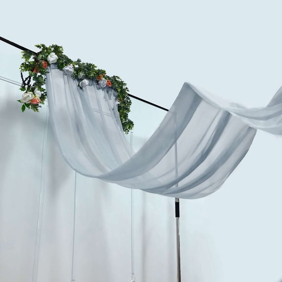 Efavormart Dusty Blue Sheer Premium Chiffon Curtain Panel Backdrop Drapery With Rod Pockets | 5ft x14ft