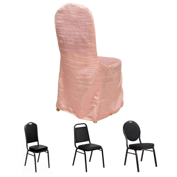 Efavormart Dusty Rose Crinkle Crushed Taffeta Banquet Chair Cover, Reusable Wedding Chair Cover