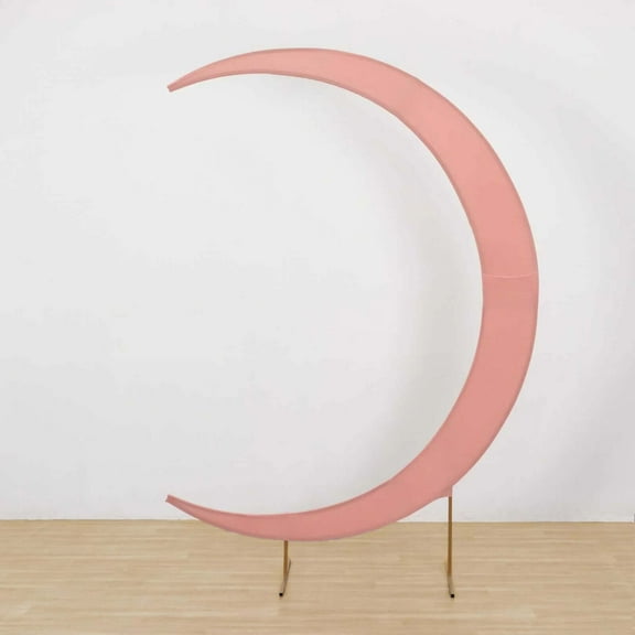 Efavormart Dusty Rose Spandex Crescent Moon Chiara Backdrop Stand Cover, Custom Fitted Wedding Arch Cover - 7.5ft