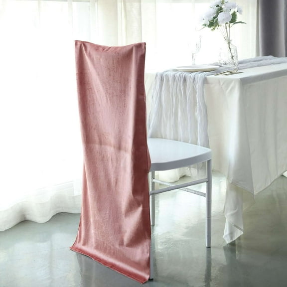 Efavormart Dusty Rose Velvet Chiavari Chair Slipcover, Solid Back Wedding Chair Cover Cap