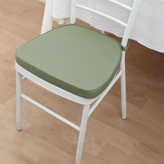 Efavormart Dusty Sage Green Chiavari Chair Pad, Memory Foam Seat Cushion With Ties and Removable Cover 2" Thick