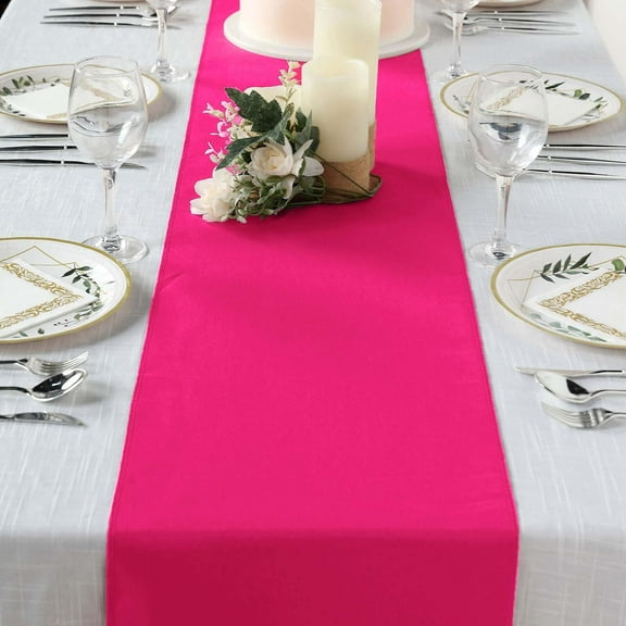 Efavormart FUSHIA Premium Polyester Table Top Runner For Weddings Birthday Party Banquets Decor Fit Rectangle and Round Table