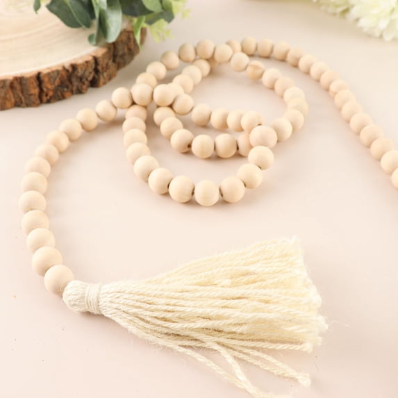 Efavormart Farmhouse Decor 55"" Natural Wood Bead Garland with Tassels Rustic Country Boho Decor Prayer Wood
Beaded Chain Big Wall Hanging Decor for Home Indoor& Outdoor Events