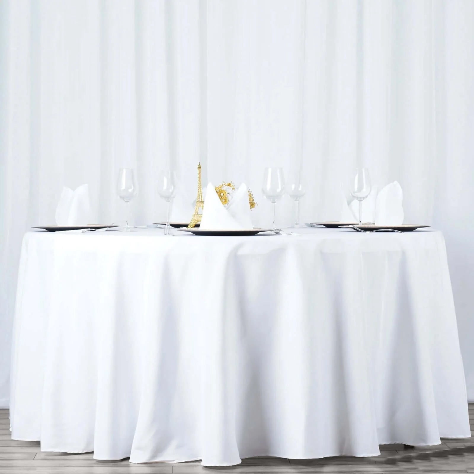 Round Table Polyester Efavormart Fire Retardant White Tablecloth 132