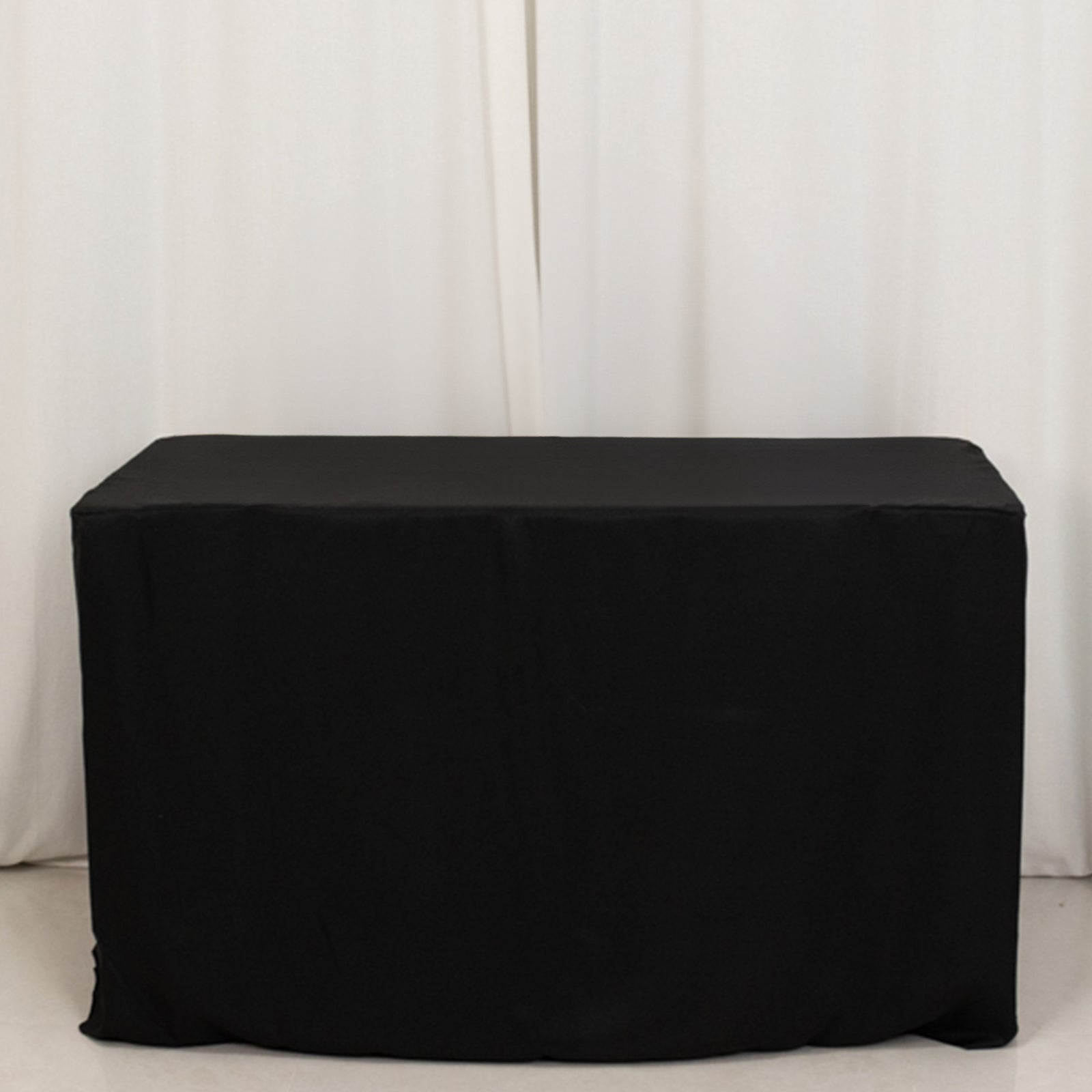 Black Polyester Fitted Rectangular Tablecloth for 4ft Tables