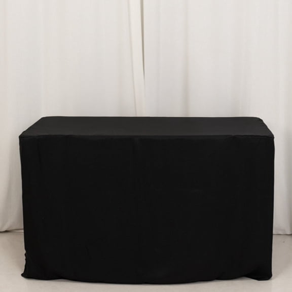 Efavormart Fitted Polyester Rectangle Tablecloth 48"x24"x30" Black - Perfect Fit for Special Size Tables