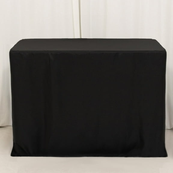 Efavormart Fitted Polyester Rectangle Tablecloth 48"x24"x42" Black - Ideal for Tall Special Size Tables
