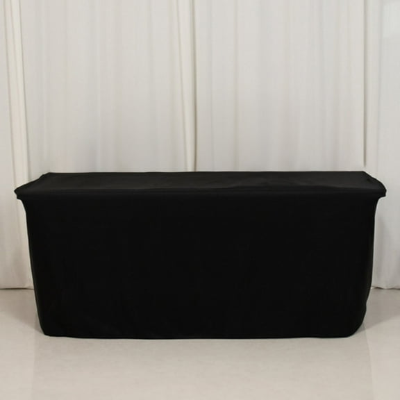 Efavormart Fitted Polyester Rectangle Tablecloth 72"x24"x30" Black - Designed for Narrow Tables