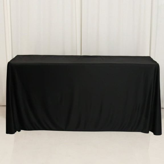 Efavormart Fitted Polyester Rectangle Tablecloth 72"x24"x42" Black - Perfect for Tall Narrow Tables