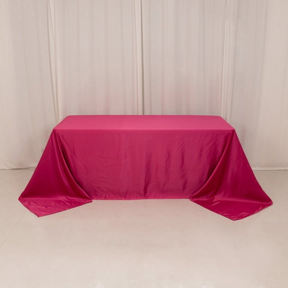 Efavormart Fuchsia Seamless Lamour Satin Rectangle Tablecloth for 6 Foot Table With Floor-Length Drop - 90"x132"