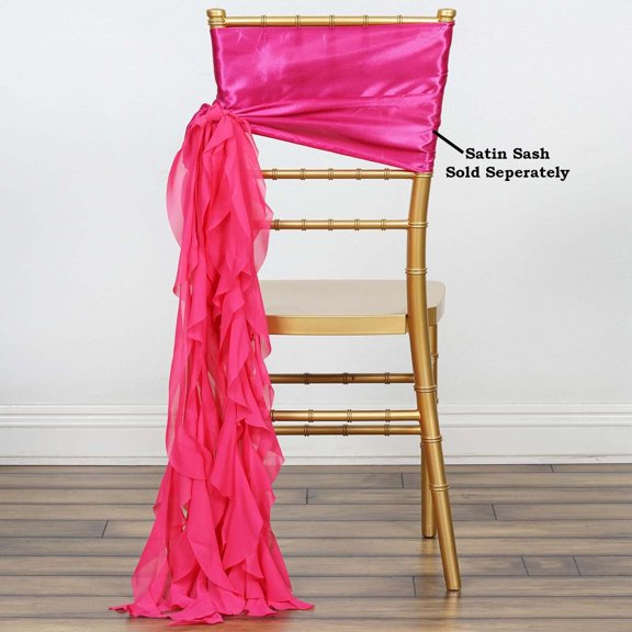 Efavormart Fushia Chiffon Curly Chair Sash