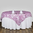 thumbnail image 1 of Efavormart Fushia Damask Flocking Square Tablecloth Overlay 90"x90" Square Tablecloth Cover For Wedding Party Event Banquet, 1 of 4