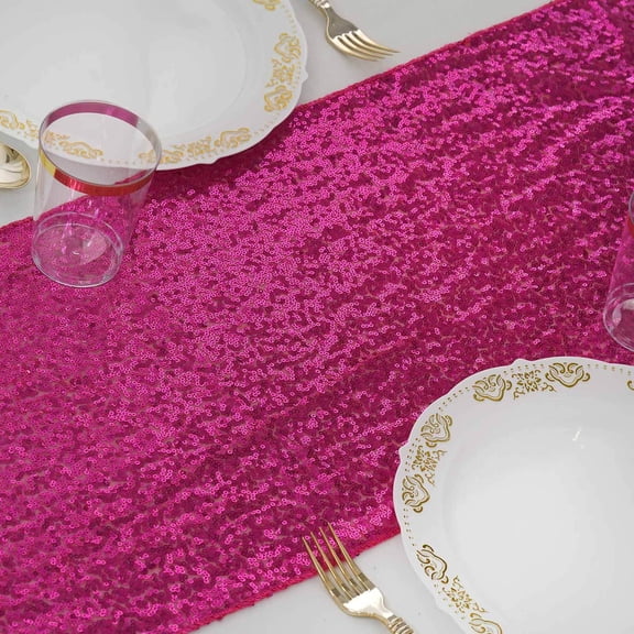 Efavormart Fushia Sequin Premium Table Runners For Weddings Birthday Parties Banquets Decor Fit Rectangle and Round Table 108x12"