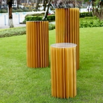 Efavormart Gold Cylinder Pillar Pedestal Stand, Display Column Stand With Top Plate 24"