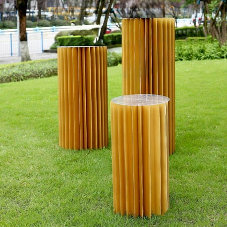 Efavormart Gold Cylinder Pillar Pedestal Stand, Display Column Stand With Top Plate 24"