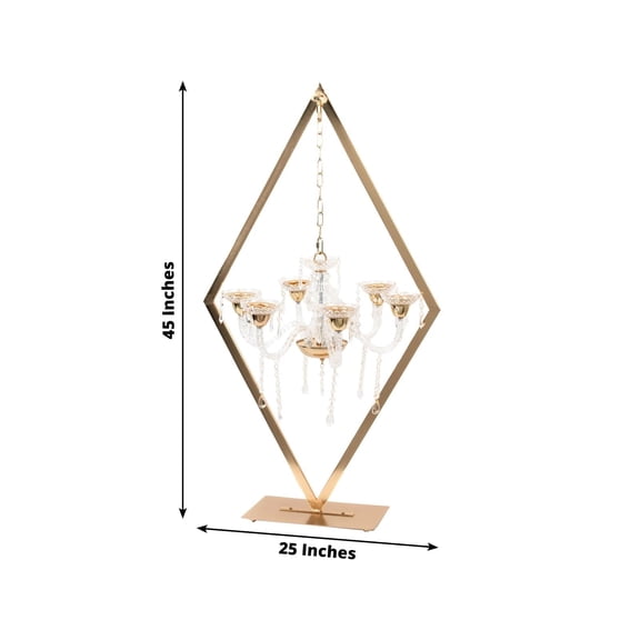 Efavormart Gold Grand Table Centerpiece with Candle Holders, Diamond Frame 6-Arm Acrylic Candelabra Wedding Table Centerpiece - 45"