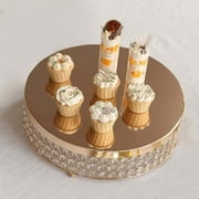 Efavormart Gold Grand Wedding Beaded Crystal Metal Cake Centerpiece Stand Wedding Party Rise Cake Display Stand - 15.5" Diameter