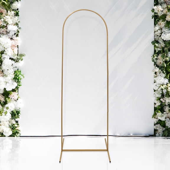 Efavormart Gold Metal Round Top Chiara Wedding Arch Backdrop Stand, Rectangular Floral Balloon Frame Ceremony Arbor - 6ft