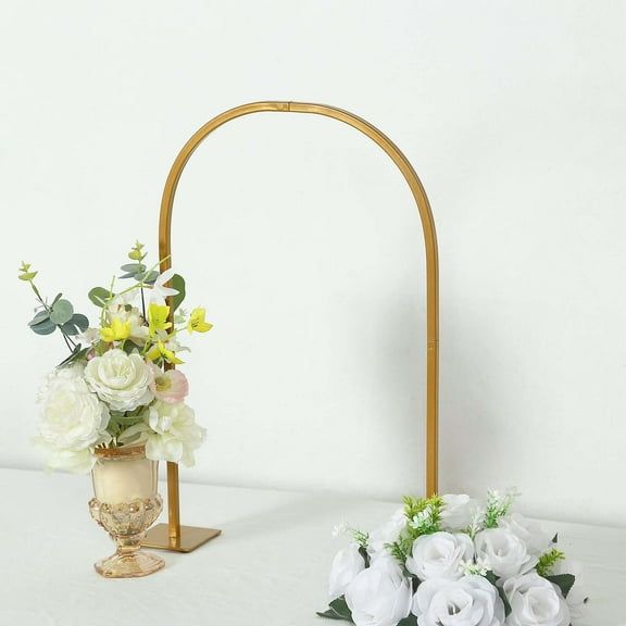 Efavormart Gold Metal Wedding Cake Chiara Arch Table Centerpiece with Rounded Top, Flower Stand Frame with Detachable Base - 23"