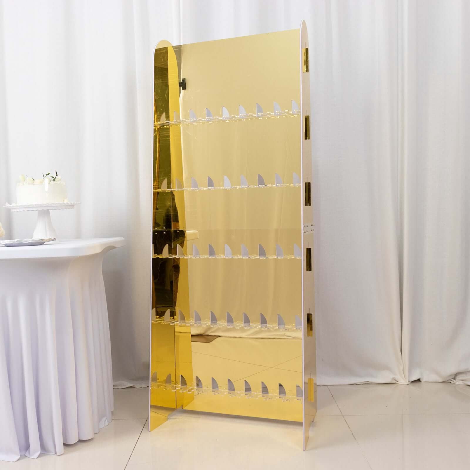 Efavormart 5-Tier Gold Acrylic Champagne Wall Glass Holder – 5ft Stemware Rack Holds 40 Flutes – Elegant Drink Display & Organizer for Weddings, Cocktail Parties, Bars, Events & Celebrations