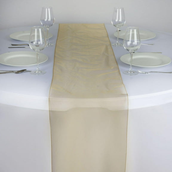 Efavormart Gold Premium Organza Table Top Runner For Weddings Birthday Party Banquets Decor Fit Rectangle and Round Table