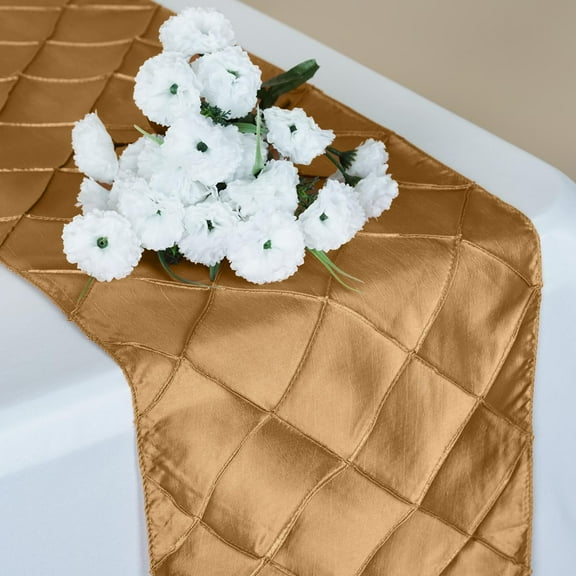 Efavormart Gold Premium Pintuck Table Top Runner For Weddings Birthday Party Banquets Decor Fit Rectangle and Round Table