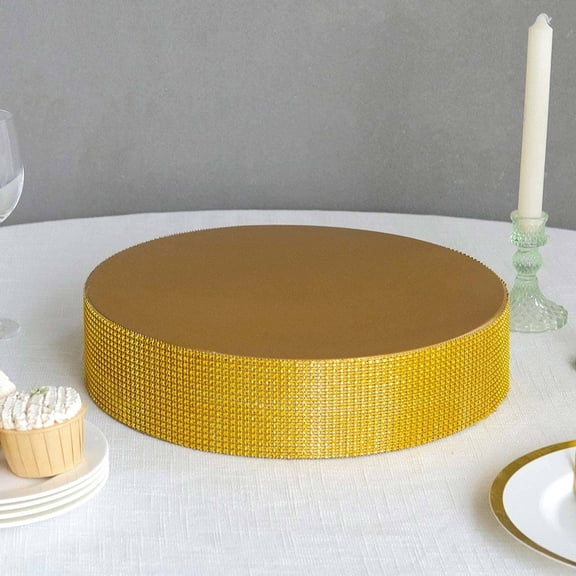 Efavormart Gold Round Metal Pedestal Cake Stand with Rhinestones, Cupcake Holder Dessert Table Display Centerpiece - 14"