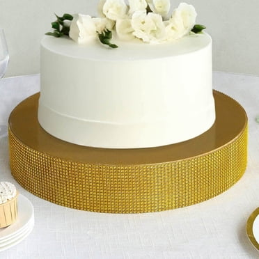Efavormart Gold Round Metal Pedestal Cake Stand with Rhinestones, Cupcake Holder Dessert Table Display Centerpiece - 16"