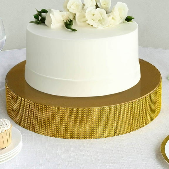 Efavormart Gold Round Metal Pedestal Cake Stand with Rhinestones, Cupcake Holder Dessert Table Display Centerpiece - 16"