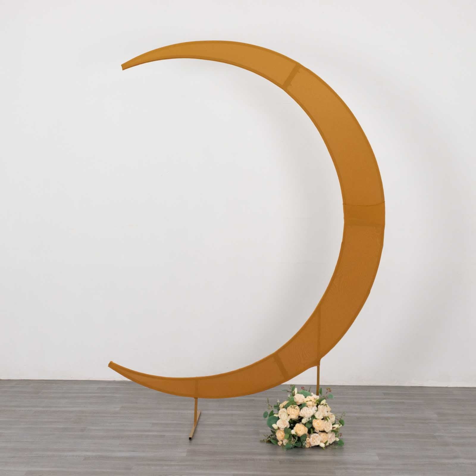 Efavormart Gold Spandex Crescent Moon Chiara Backdrop Stand Cover, Custom Fitted Wedding Arch ...