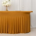 thumbnail image 1 of Efavormart Gold Wavy Spandex Fitted Rectangle 1-Piece Tablecloth Table Skirt, Stretchy Table Skirt Cover with Ruffles 6ft, 1 of 5