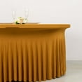 thumbnail image 1 of Efavormart Gold Wavy Spandex Fitted Round 1-Piece Tablecloth Table Skirt, Stretchy Table Cover with Ruffles - 5ft, 1 of 5