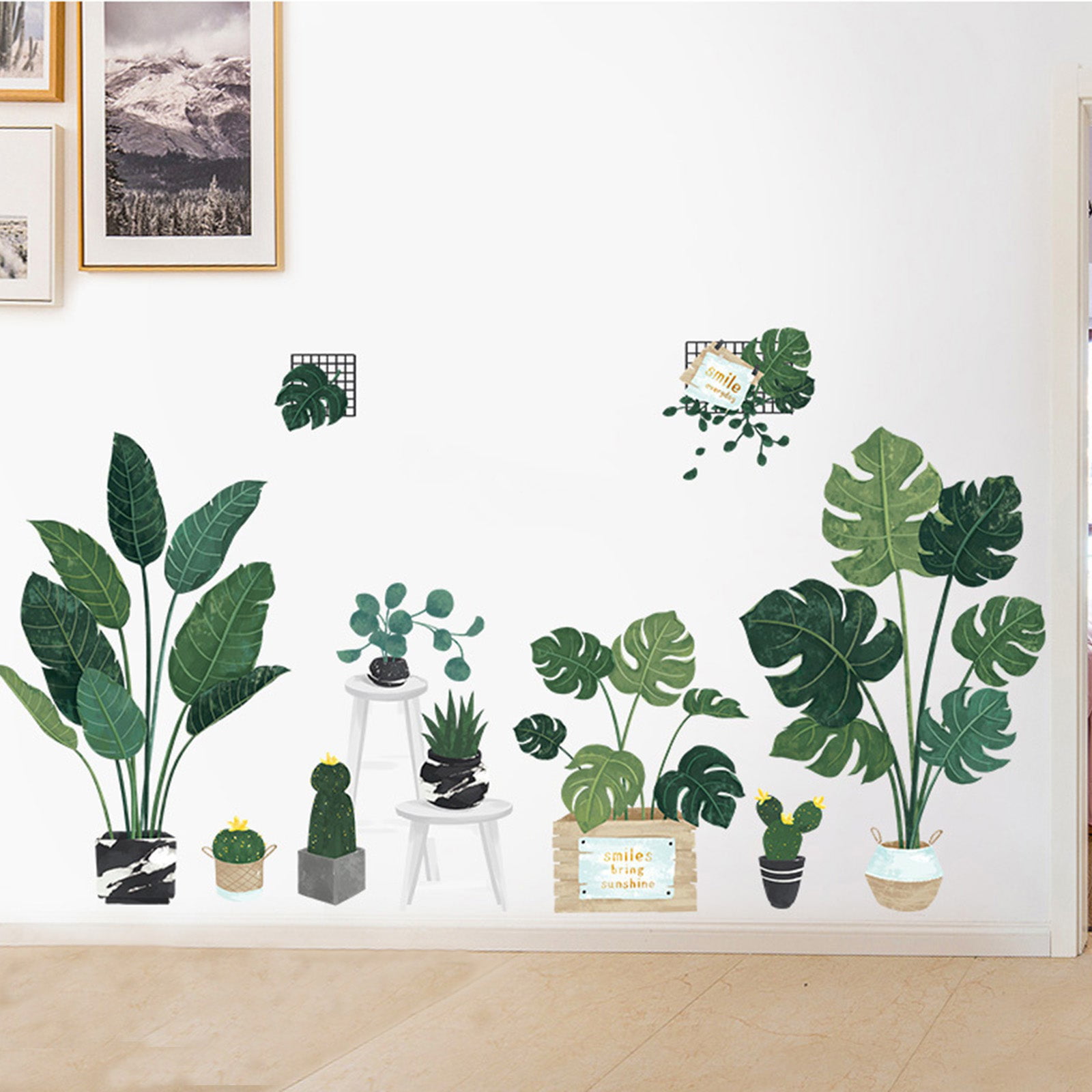 Green Hanging Terrarium Plants Removable PVC Wall Stickers