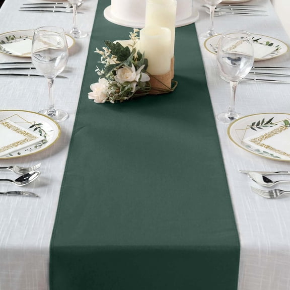 Efavormart HUNTER GREEN Premium Polyester Table Top Runner For Weddings Birthday Party Banquets Decor Fit Rectangle and Round Table