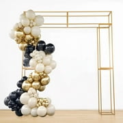 Efavormart Heavy Duty Gold Metal Rectangular Wedding Arch in Arc de Triomphe Style, 3D Floral Balloon Frame Backdrop Stand - 7.5ft