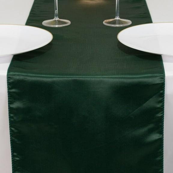 Efavormart Hunter Emerald Green Lamour Satin Table Runner - 12"x108"