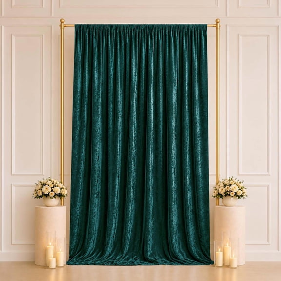 Efavormart Hunter Green Premium Crushed Velvet Backdrop Curtain 5ft x 12ft – Event Drape Panel & Photo Booth Background with Rod Pocket, 70% Blackout