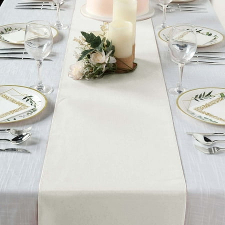 Efavormart IVORY Premium Polyester Table Top Runner For Weddings Birthday Party Banquets Decor Fit Rectangle and Round Table