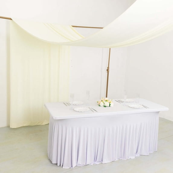 Efavormart Ivory 4-Way Stretch Spandex Drapery Panel with Rod Pockets, Photography Backdrop Curtain - 5ftx18ft