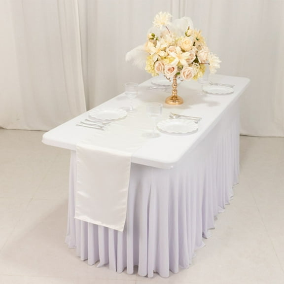 Efavormart Ivory Lamour Satin Table Runner - 12"x108"