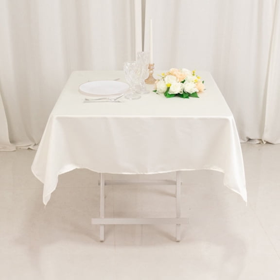 Efavormart Ivory Seamless Lamour Satin Square Table Overlay - 54"