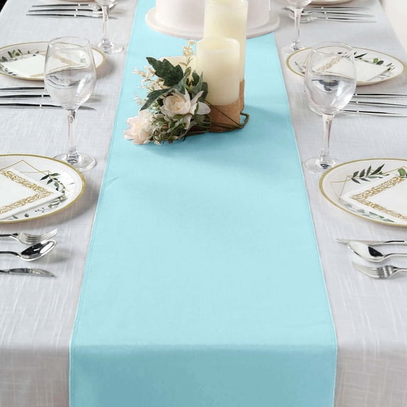 Efavormart LIGHT BLUE Premium Polyester Table Top Runner For Weddings Birthday Party Banquets Decor Fit Rectangle and Round Table