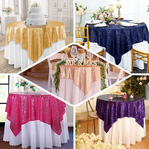 Efavormart LUXURY Sequin Square Tablecloth Overlay 72" x 72"-Pink Square Tablecloth Cover For Wedding Party Event Banquet