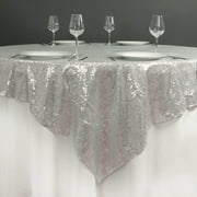 Efavormart LUXURY Sequin Square Tablecloth Overlay 72" x 72"-Silver Square Tablecloth Cover For Wedding Party Event Banquet